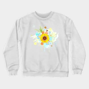 Summer Sunflower on White Background Crewneck Sweatshirt